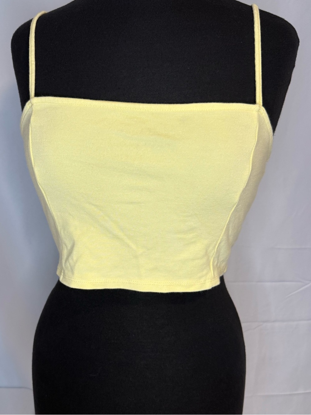 Forever 21 Pastel Yellow Cropped Cami Tank Top Size M